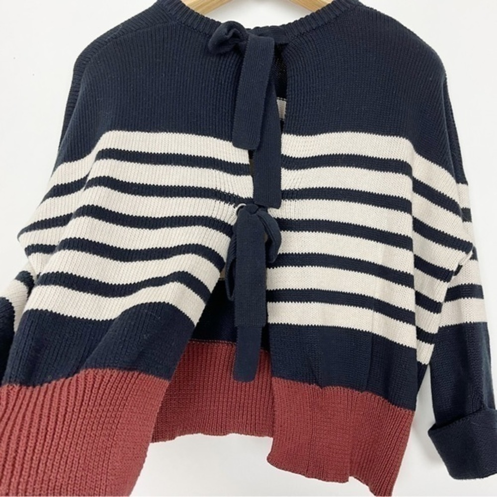 COTTON by AUTUMN‎ CASHMERE Crewneck Sweater 100% Cotton Ties in Back Small - Picture 6 of 8